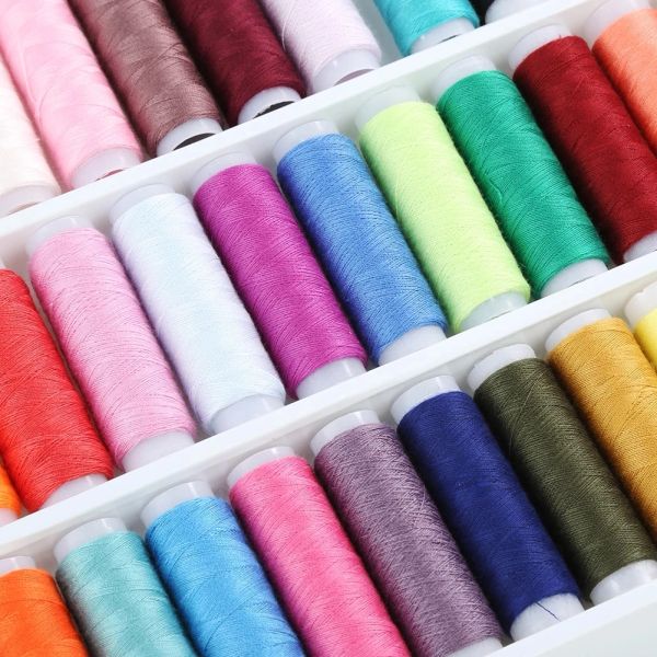 39pcs Karışık Renkler% 100 Polyester İplik Dikiş İplik Roll Makine El Nakışları 200 Yard Ev Dikiş Kiti için Her Makara