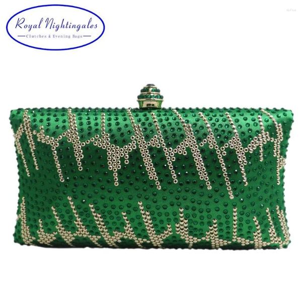 Baglie da sera est frizione di cristallo verde per feste femminile da sposa e box blu reale