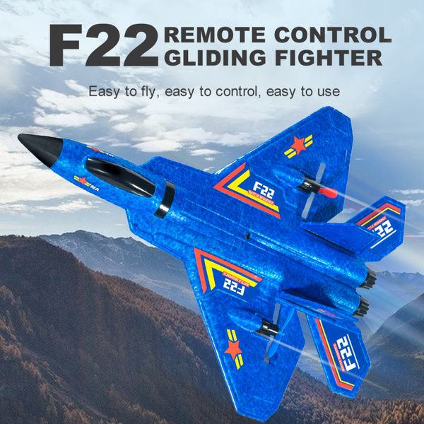 Novel F-22 Fighter Raptor Glider RC Plane Airplane Modelo de espuma Controle remoto Brinquedos ao ar livre para aeronaves de rádio infantil para garotos