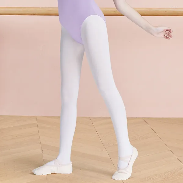 Сценевая ношение девочек балетные колготки 60D Женщины танцевать трусики мягкие бесшовные белые розовые чулки дышащие