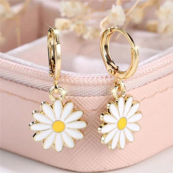 Rücken Ohrringe süße weibliche Emaille Sonnenblume Clip Charme Gelbgold Farbe Hochzeit Schmuck für Frauen