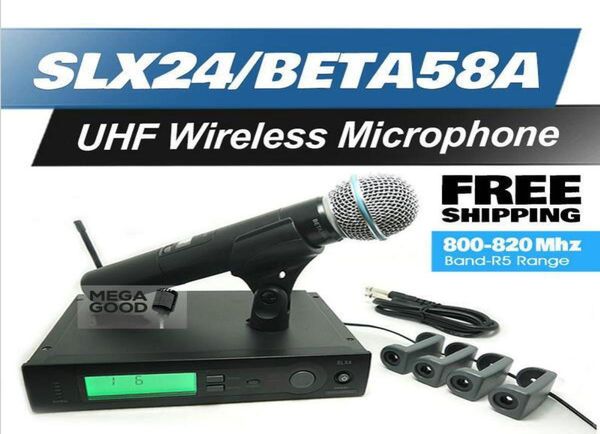 Microfono Professional UHF Microfone sem fio SLX24beta58 Alta qualidade SLX sem fio 58a Sistema sem fio de karaokê de karaokê MI4279850