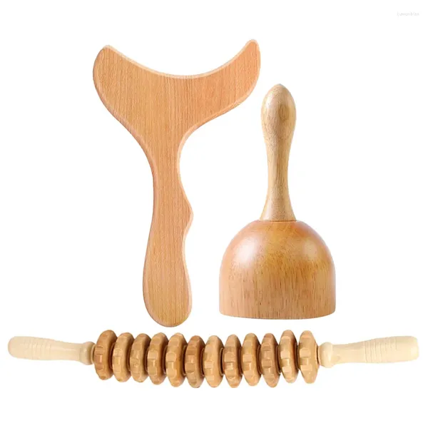 Fiori decorativi Massage Stick Testa Massager Board Nercca Strumenti per sculture per il corpo in legno Manuale Riutilizzabile Rullo facciale.