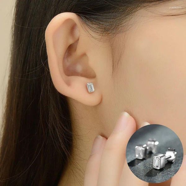 Stud Küpe 925 Sterling Gümüş Zirkon Geometrik Kadınlar Kız Moda Dikdörtgen Tasarım Mücevher Partisi Hediye Damlası