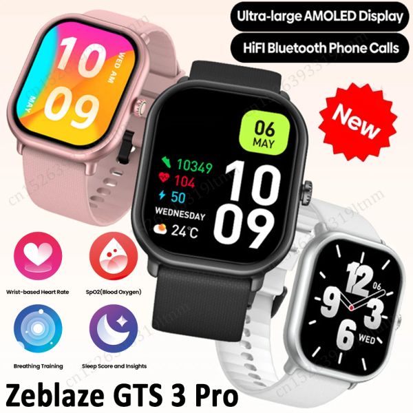 Relógios Zeblaze GTS 3 Pro Fitness and Health Smart Watch 1,97 '' HD AMOLED Display HiFi Bluetooth Chamadas SmartWatch para iOS Android