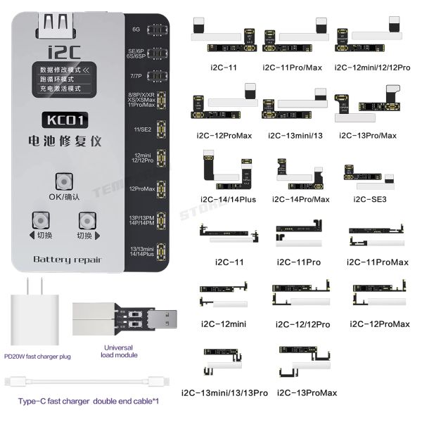 I2C KC01 Batteriereparatur Flex für iPhone 11 12 13 14 Pro Max Mini Batterieersatz Kabel entfernen Sie Pop -up -Fehlerwarnwerkzeuge eingestellt