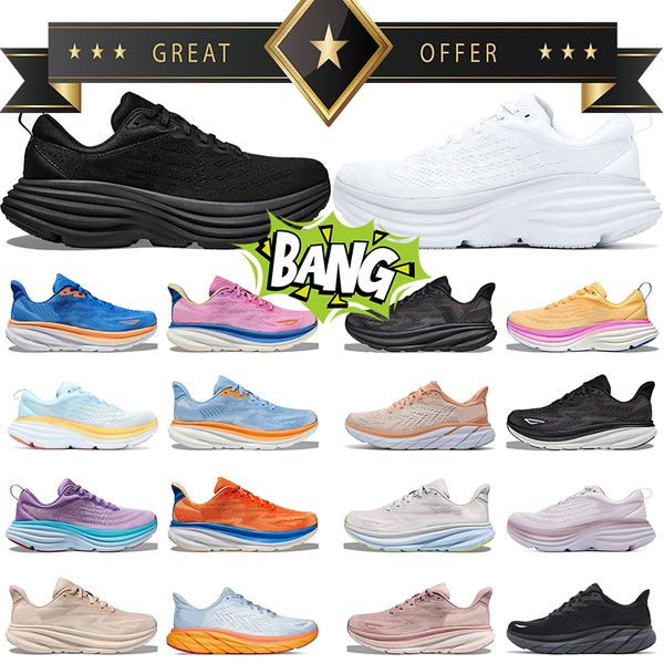 24h Shipping gratuita Bondi 8 Scarpe da donna Mens People Free Run Shoe Clifton 8 9 Sports Triple Bianco Black Black Challenger Sand Sand Airy Blue scarpers