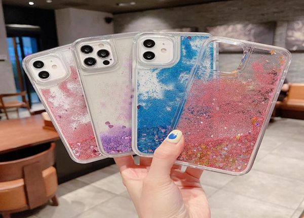 Fashion Quicksand Hard PC TPU morbido TPU per iPhone 14 Pro Max 13 12 Mini 11 XR XS X 8 7 6 5 Plus Stars Liquid Starry Bling Librette7344200