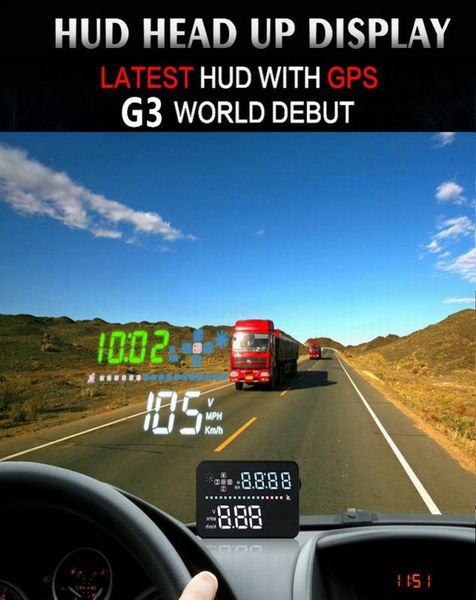 Auto universale hud gps head up display da 35 pollici tachimetro automatico a LED multicolore automatico overspeed warging allarme parabrezza proj7588616