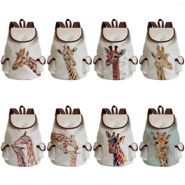 Schulbeutel tragbare Rucksäcke für Frauen Aquarell Tier Giraffe Print Damen Rucksack Universität große Kapazität Freizeitreisen