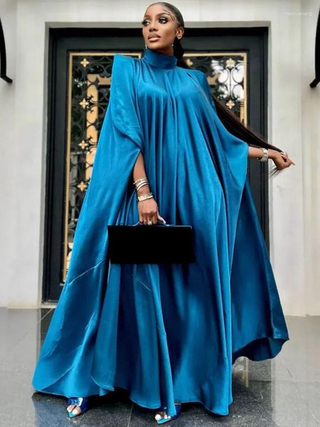 Lässige Kleider mit muslimischen Mode Satin Frauen Kleid Abaya Dubai Türkei Afrikanische Maxi 2024 Pakistani Islam Bescheidene Kleidung Kaftan Robe