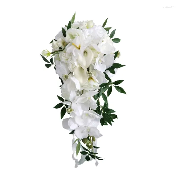 Flores decorativas Dama de honra Bouquet Flor Artificial Combo Wedding Bridals Hold Rose for Bride 50lb