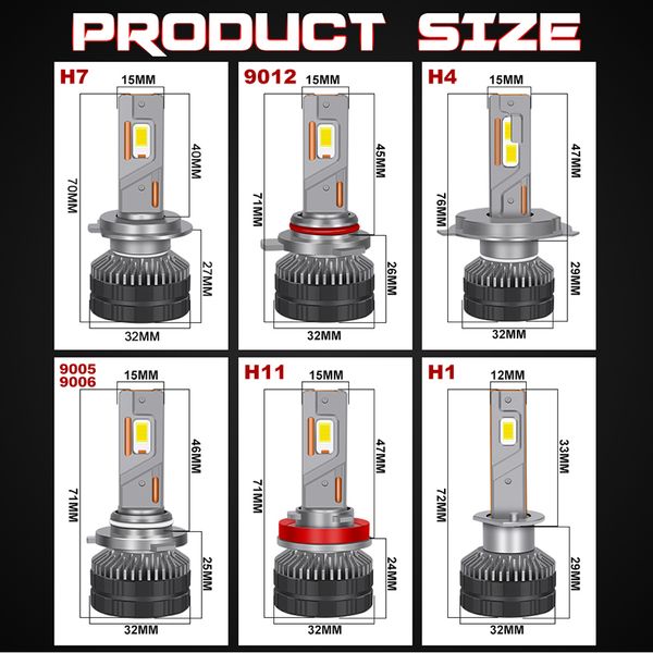 4300K 260W H7 H4 LED Canbus Lampe Doppelkupferrohr 6000K LED LED für Auto 9012 H1 H11 Hb3 9005 HB4 9006 12V LED -Scheinwerferlampe Lampenlampe