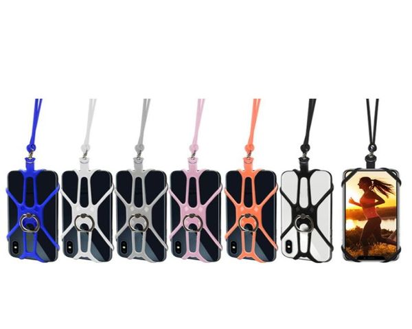 Corpo de cordão universal Silicone Sports Sports Mobile Teleards Case Ring Holder Case pendurada corda Sling para iPhone Samsung Xiaomi7948941