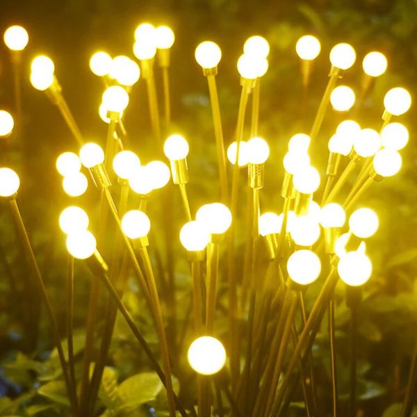 6 Светодиодные солнечные фейерверки Firefly Light Outdoor Водонепроницаемые садовые газонные огни покачиваясь на балконах ландшафтные ландшафтные ландшафты Рождество
