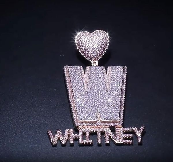 Пользовательское название A- Z Начальное сердце буквы подвесное ожерелье для мужчин Женские подарки Кубическое ожерелье циркония