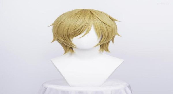 Synthetische Perücken Anime One Piece Cosplay Sanji Perücken kurz gerade leichte goldene hitzebeständige Haarkappe Kend226550790