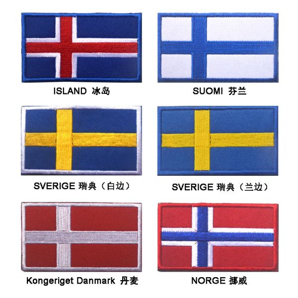 Вышитый флаг Исландия Норвегия Швеция Дания Финляндия Швейцария военные военные пятна для одежды тактического швей