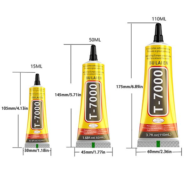 T7000 colla 15/50/110 ml Adesivi neri per la riparazione dello schermo Gioielli Colla adesiva fatta a mano per colla di gioielli fai -da -te