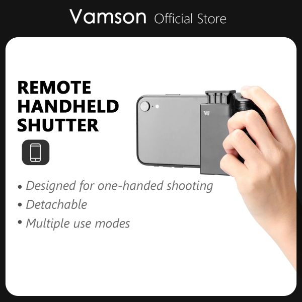 Sticks Vamson für iPhone Kamera Grip Wireless Bluetooth Remote Handheld Telefon Shutter Selfie Booster Stabilisator Griff für Smartphone
