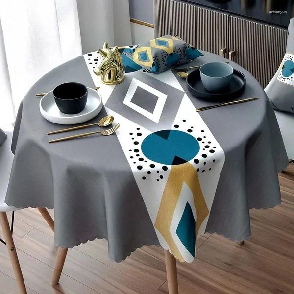Tischtuch hochwertige wasserdichte Tischdecke runde Baumwollwäsche Kaffee Abdeckung bedruckte Kleidung Haus Esszimmer Dekor Ästhetik