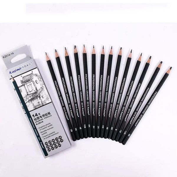 14pcs деревянные карандаши Professional 12b10b 8b 7b 6b 5b 4b 3b 2b графитовые наброски карандаши карандашей художественные канцелярские принадлежности канцелярские принадлежности