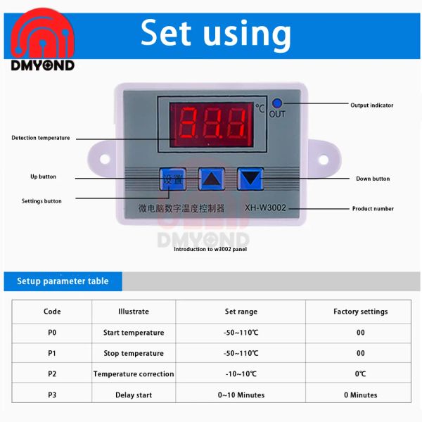 XH-W3001 XH-W3002 Dijital Kontrol Sıcaklığı Mikrobilgisayar Termostat Anahtar Termometre Yeni Termoregülatör 12/24/220V