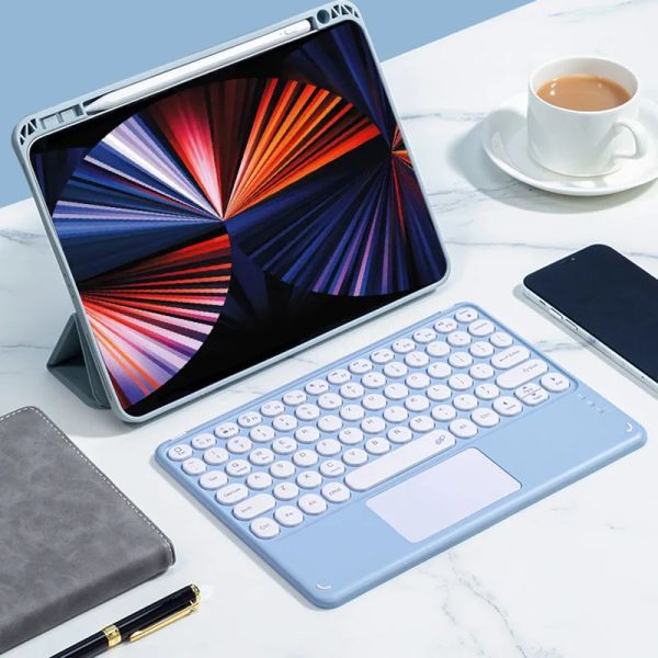 Tastaturen 78 Tasten Mini Bluetooth Compatible -Tastatur mit Touch Pad Frame Rund -Taste für iPad für iPhone für Android -Tablet -Telefone