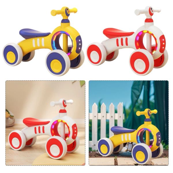 Carro de Balance Crianças de 4 rodas 1 a 3 anos de idade Walker Baby Car com Luz e Música Scooter Infantil