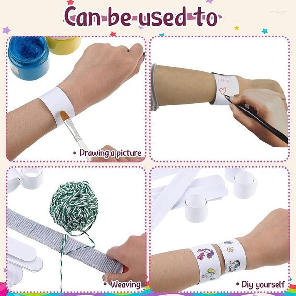 Armreifen 30x Slap Armbänder leeres Armband weiße Bands Party Malerei Versorgung für Girl Boy DIY Geburtstagsgeschenk