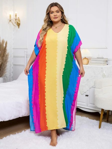 Edolynsa bohémien stampata plus size donne kaftan turche colorate a vccincia