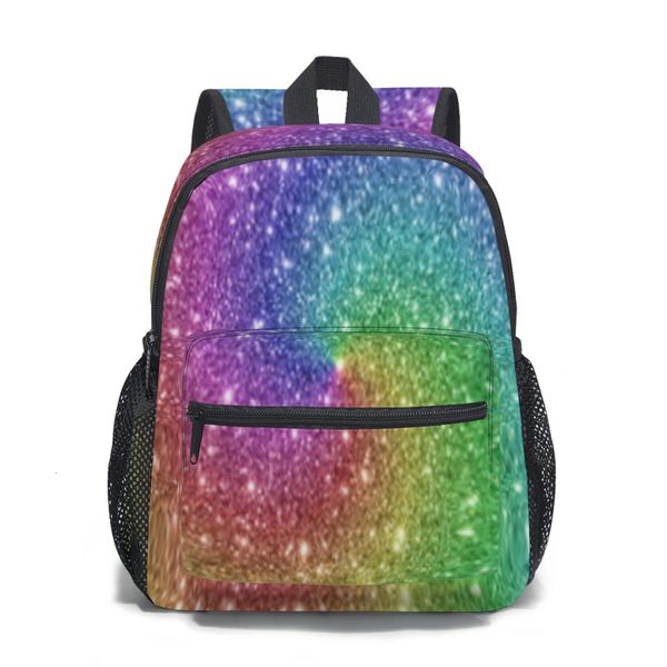 Kids Backpack Rainbow Glitter Kindergarten Children Mochila School Bag 240329