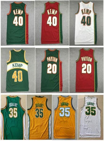 College Men Sports Shirt Detlef Schrempf Branco Verde Verde A luva Gary Payton Vintage Reign Man Shawn Kemp Kevin Jersey Durant AL8213253