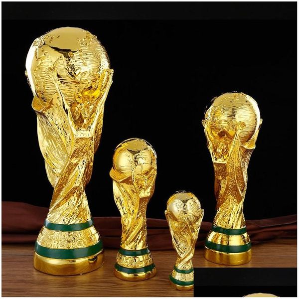 Outras festa festiva suprimentos de resina de ouro europeu troféu de futebol troféu de futebol mascote fã de gabinete decoração entrega h dhzn0