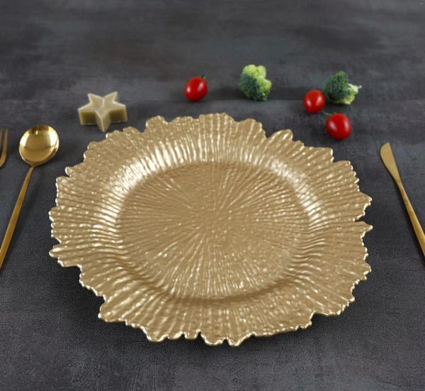 Pratos de ouro decorativo prata de várias cores Tabela Party redonda placa plástica para decoração de casamento em casa