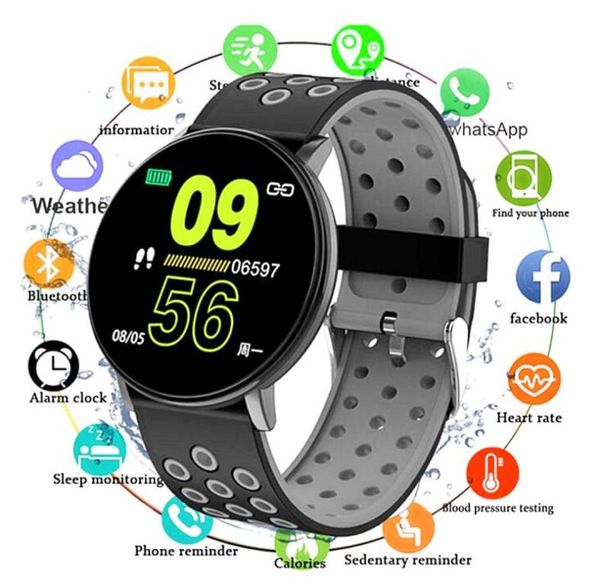 Sport W8 Smart Armbänder Watch Bluetooth Männer Blutdruck Uhr rund wasserdichte Kinder Uhren Women Health Armband für Android 4260499