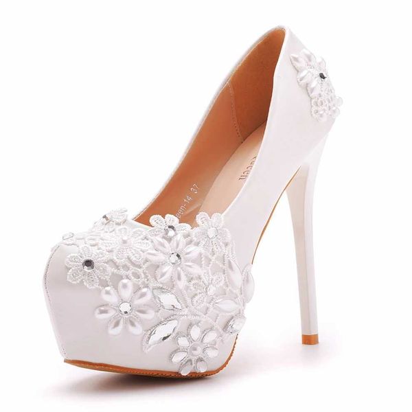 Отсуть обувь Crystal Queen New High Heels свадебные свадебные белые стразы