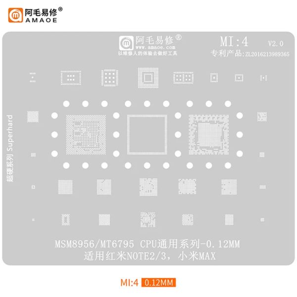 Amaoe Mi1-19 BGA REBALLING TENCLING для Xiaomi Redmi CPU Universal 0,12 мм оловянной стальной сетки