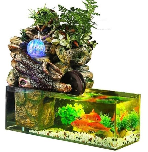 Rium Fish Tank Paisagem Artificial Fonte de Água Rockeral com Ornamentos de Bola Desktop Desktop Lucky Home Bar Decoration Y20098541055