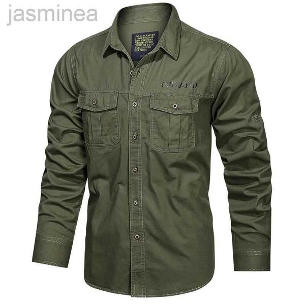 Camicie casual maschile camicie a maniche lunghe merci nera verdi per uomo 2024 marchio di design autunno primaverile oversize 4xl 5xl abiti militari camicetta casual 2449