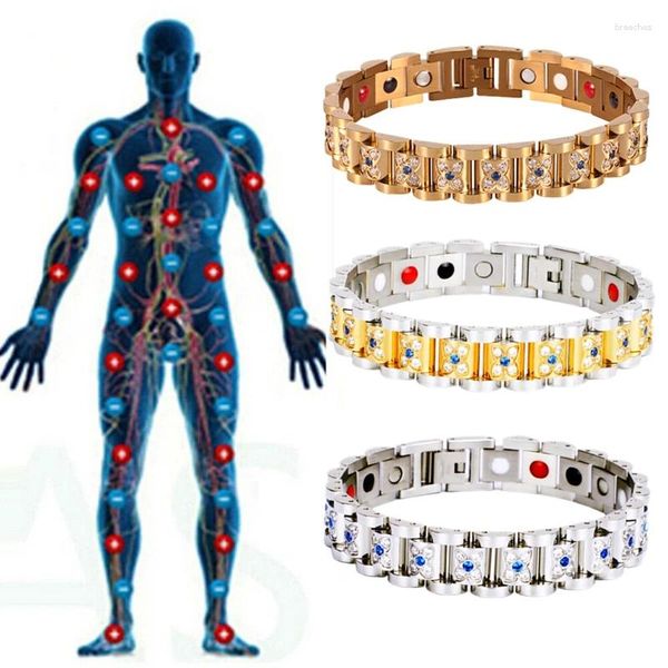 Bracelets de charme strass de cristal de luxo para casal bracelete magnética germânio terapia saudável jóia de energia