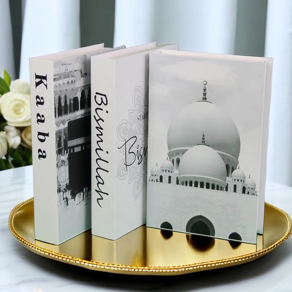 KAABA Moschea Arco marocchino Libro decorativo islamico Box di archiviazione falsi libri per decorazione tavolino da caffè decorazioni per la casa 240407