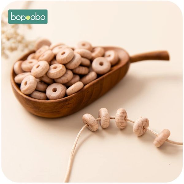 Bopoobo 100/500pc Mini Abacus contas BPA BPA Free Beech Baby Teether Diy Pacifier Chain Bracelet
