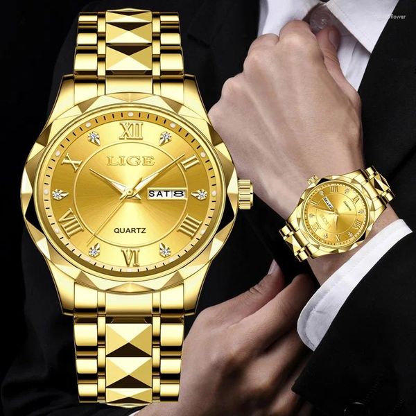 Armbanduhr Lige Top Fashion Diver Watch Männer wasserdichtes Datum Woche Sport Uhren Herren Quarz Armbanduhr Relogio Maskulino