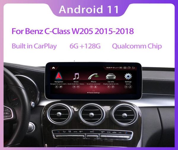 1025 Qualcomm Android 11 6G RAM 128G ROM Araba Radyo GPS Navigasyon Bluetooth WiFi Kafa Ünitesi Ekran Benz GLC CLA9655945