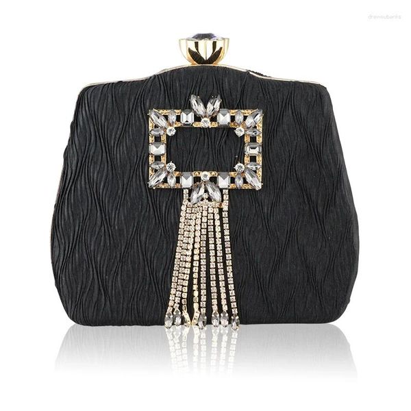 Abendtaschen Frauen silberne Seiden Stoff Tassel Handtasche Umhängetasche Braut Clutch Party Prom Hochzeit Diamant Brieftasche