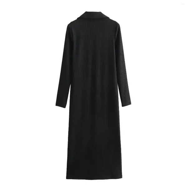 Vestidos casuais murcha preto com nervuras pretas midi midi mulheres femininas britânicas femininas minimalistas viajante