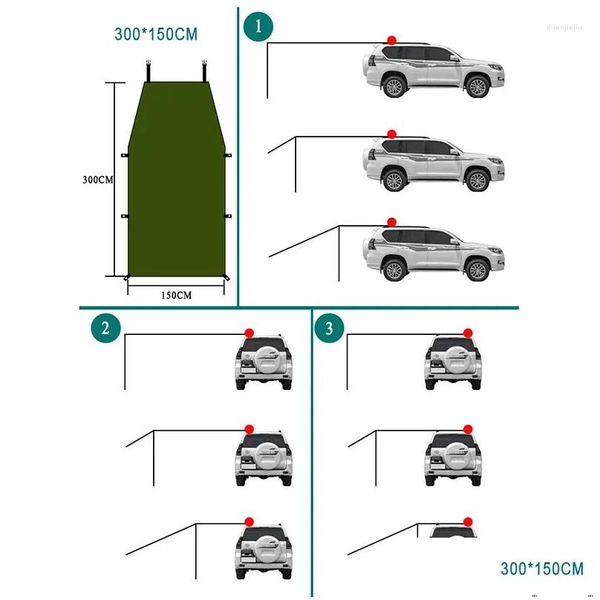 Палатки и укрытие автомобильной хвостовой боковой палаток навес кулачки зоны зоны на открытом воздухе Sunsn Pu2000 Anti-UV Sunshades 3x1,5 мл 3х2 м. DEM DHSVX