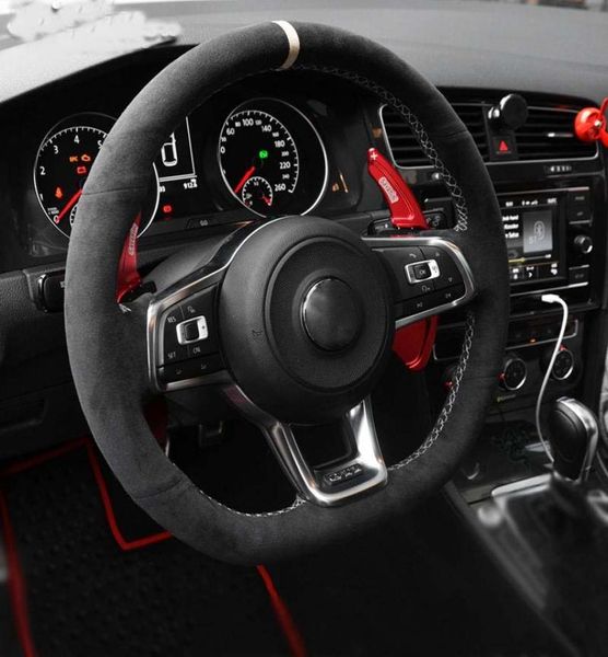 Оптовая алькантара с ручным рулевым колесом для рулевого колеса для VW Golf 7 GTI Golf R Mk7 VW Polo GTI Scirocco 20154445782