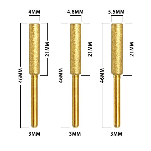 6pcs Diamant beschichtete zylindrische Burr 4-5,5 mm Kettensägenschärfer-Steinfilterketten Ketten Kette Sägeschärfungsschleifwerkzeuge